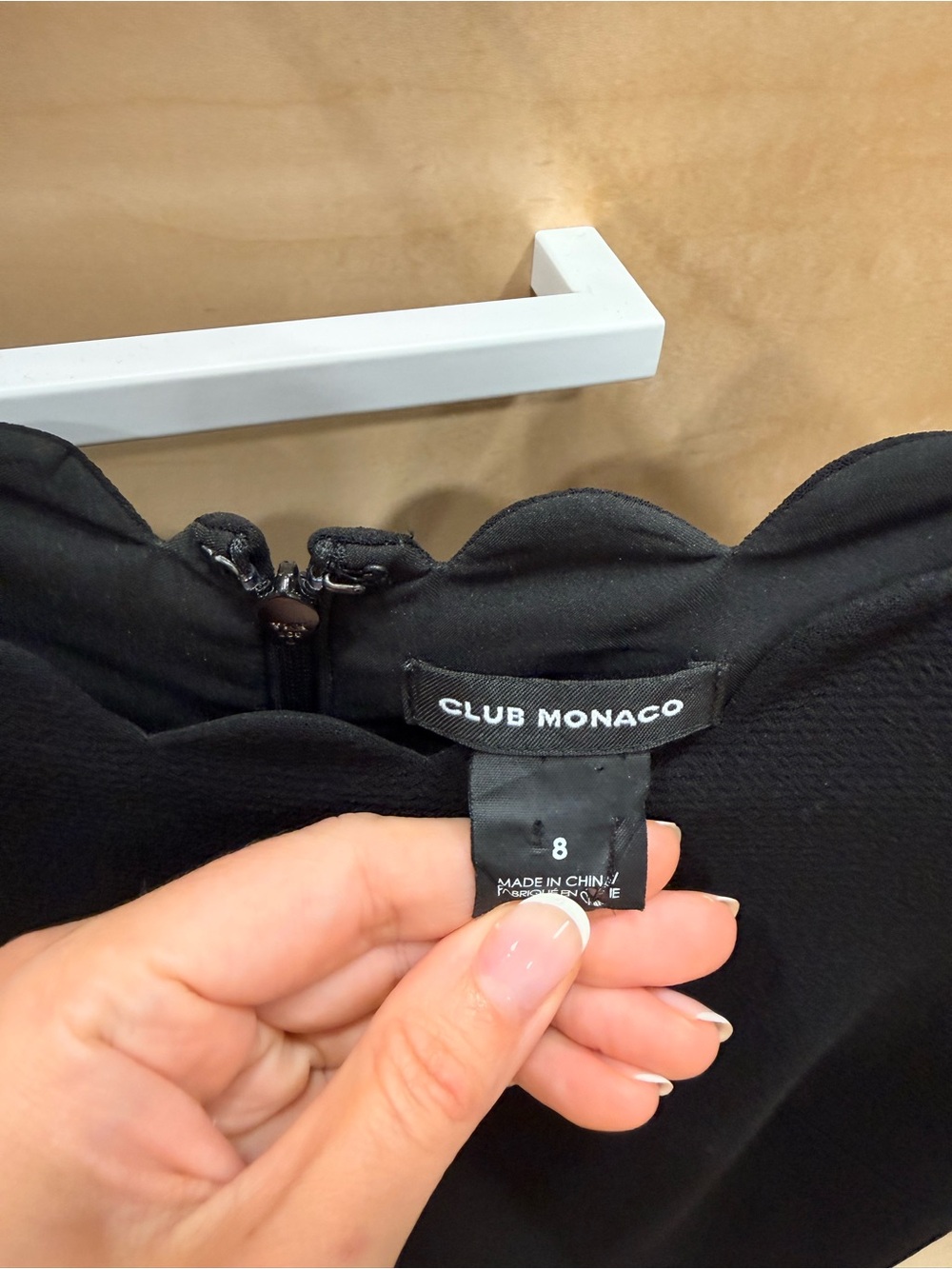 Club Monaco Black Scalloped Neck and Hem Short Sleeve Dress - Picture 2 of 3